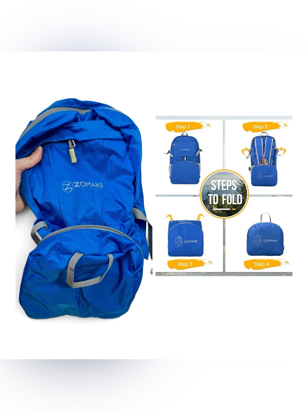 Zomake Lightweight Foldable Travel Hiking Backpack Blue. NEW!